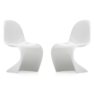 Aron Living Wave Chair in White (Set of 2)