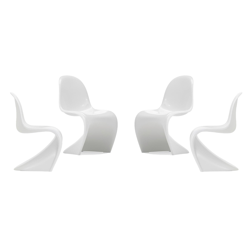 Aron Living Wave Chair in White (Set of 4)