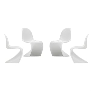 Aron Living Wave Chair in White (Set of 4)