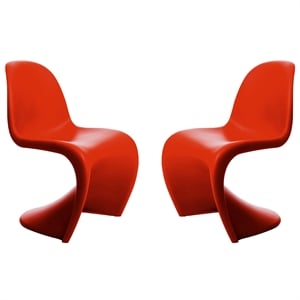 Aron Living Wave Chair in Red(Set of 2)