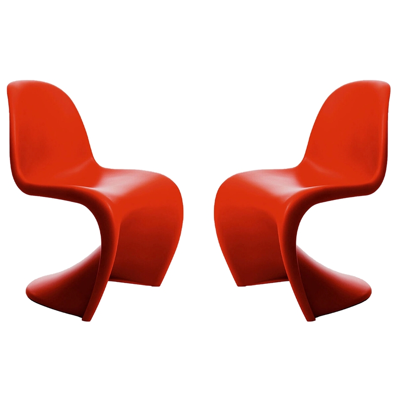 Aron Living Wave Chair in Red(Set of 4)