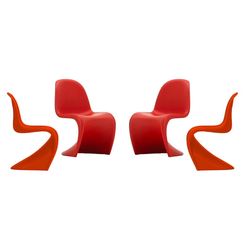 Aron Living Wave Chair in Red(Set of 4)