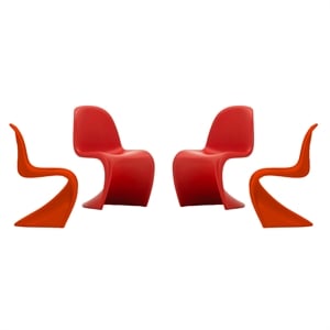 Aron Living Wave Chair in Red(Set of 4)