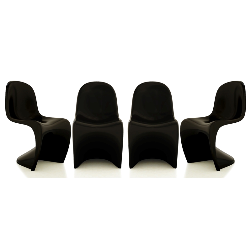 Aron Living Wave Chair in Black (Set of 4)