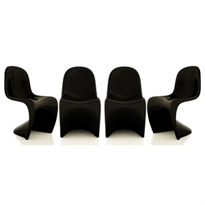 Aron Living Wave Chair in Black (Set of 4)