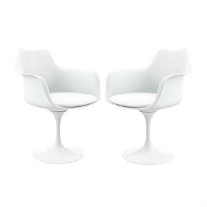 Aron Living Rose 18&quot Mid-Century Plastic and Metal Armchairs in White (Set of 2)