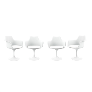 Aron Living Rose 18&quot Mid-Century Plastic and Metal Armchairs in White (Set of 4)