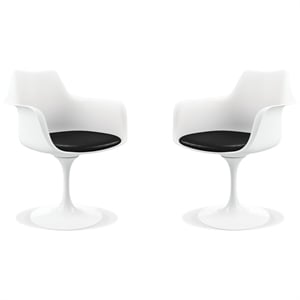 Aron Living Rose 18&quot Mid-Century Plastic and Metal Armchairs in Black (Set of 2)