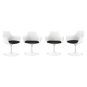 Aron Living Rose 18&quot Mid-Century Plastic and Metal Armchairs in Black (Set of 4)