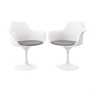 Aron Living Rose 18&quot Mid-Century Plastic and Metal Armchairs in Gray (Set of 2)
