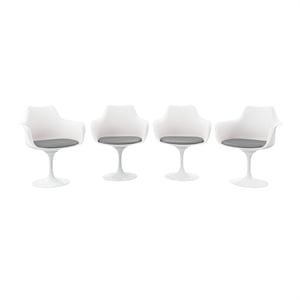 Aron Living Rose 18&quot Mid-Century Plastic and Metal Armchairs in Gray (Set of 4)