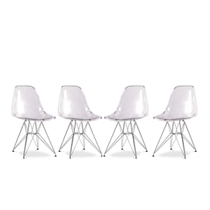 Aron Living Tower 17&quot Plastic and Chrome Steel Dining Chairs in Clear (Set of 4)