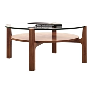 Aron Living Soho Round Solid Wood Coffee Table in Walnut