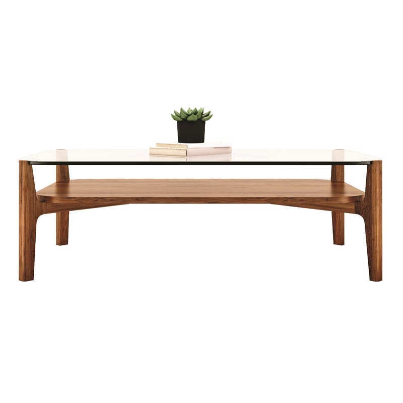 Aron Living Soho Rectangle Solid Wood Coffee Table in Walnut