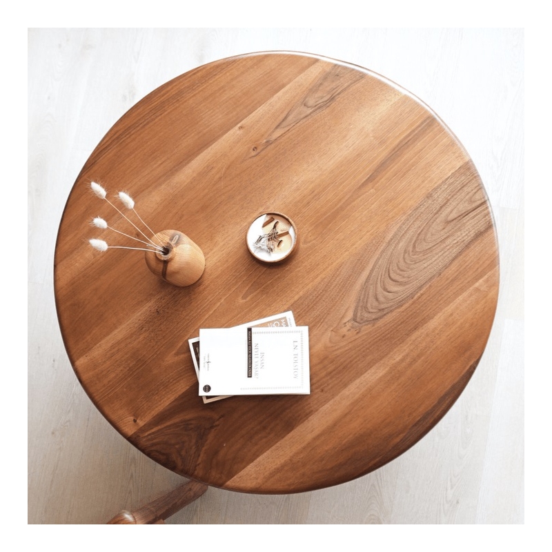 Aron Living Jasper Round Solid Wood Coffee Table in Walnut