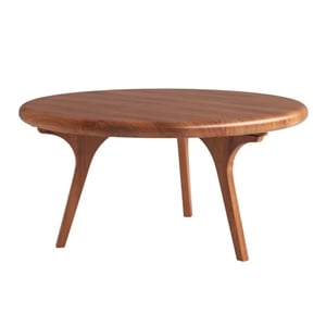 Aron Living Jasper Round Solid Wood Coffee Table in Walnut