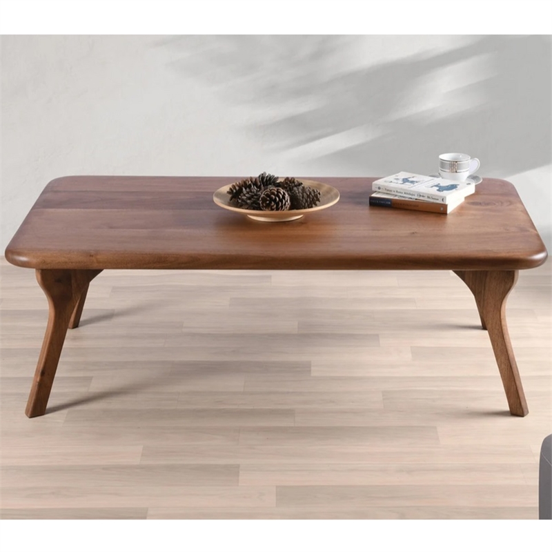 Aron Living Jasper Rectangle Solid Wood Coffee Table in Walnut