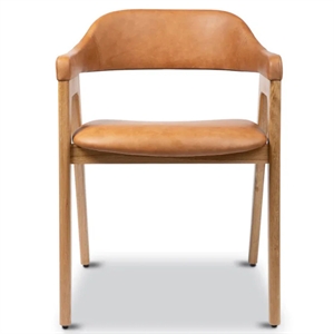 Aron Living Atlas Dining Chair in Tan Faux Leather (Set of 4)