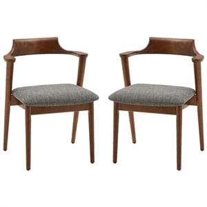Aron Living Tino Fabric Armchair in Dark Gray (Set of 2)