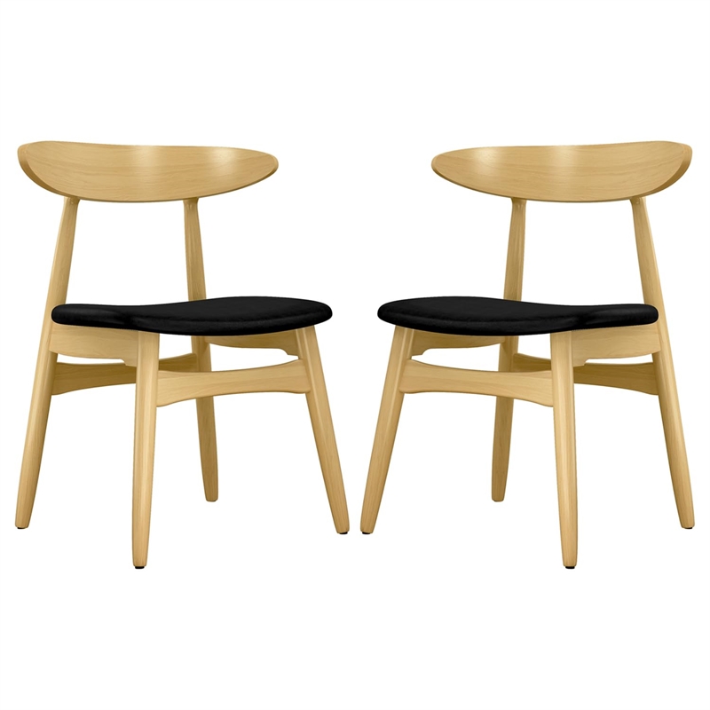 Aron Living Lulu Faux Leather Dining Chair in Black (Set of 2)