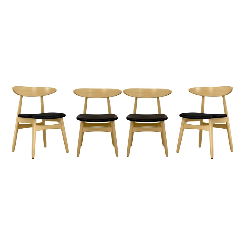 Aron Living Lulu Faux Leather Dining Chair in Black (Set of 4)