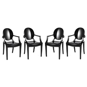Aron Living 18.5&quot Durable Seat Plastic Armchair in Black (Set of 4)
