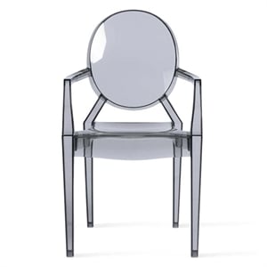 Aron Living 18.5&quot Durable Seat Plastic Armchair in Smoke Gray