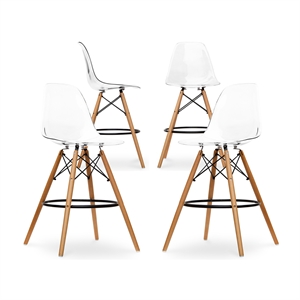 Aron Living Pyramid 28&quot Plastic and Wood Counter Stool in Clear  (Set Of 4)