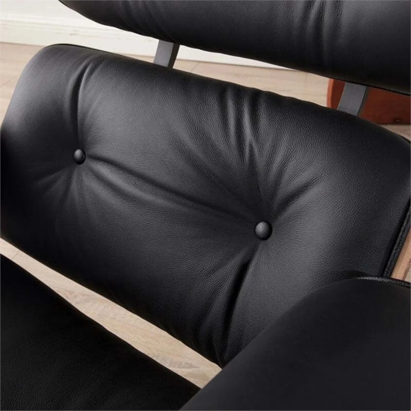 Aron Living Vita Leather Lounge Chair & Ottoman in Black