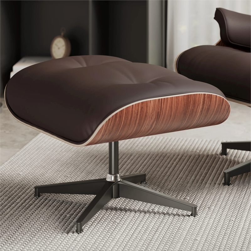 Aron Living Vita Leather Lounge Chair & Ottoman in Brown