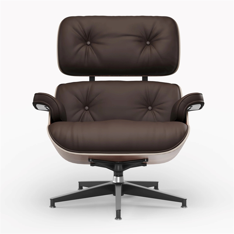 Aron Living Vita Leather Lounge Chair & Ottoman in Brown