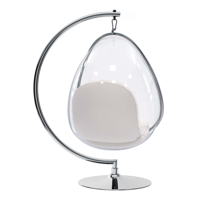 Aron Living Scoop Hanging Chair With Stand in White