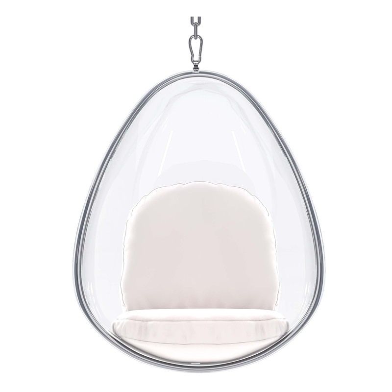 Aron Living Scoop Hanging Chair With Stand in White
