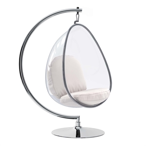 Aron Living Scoop Hanging Chair With Stand in White