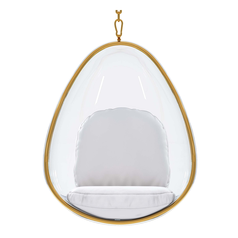 Aron Living Scoop Hanging Chair With Stand in Gold