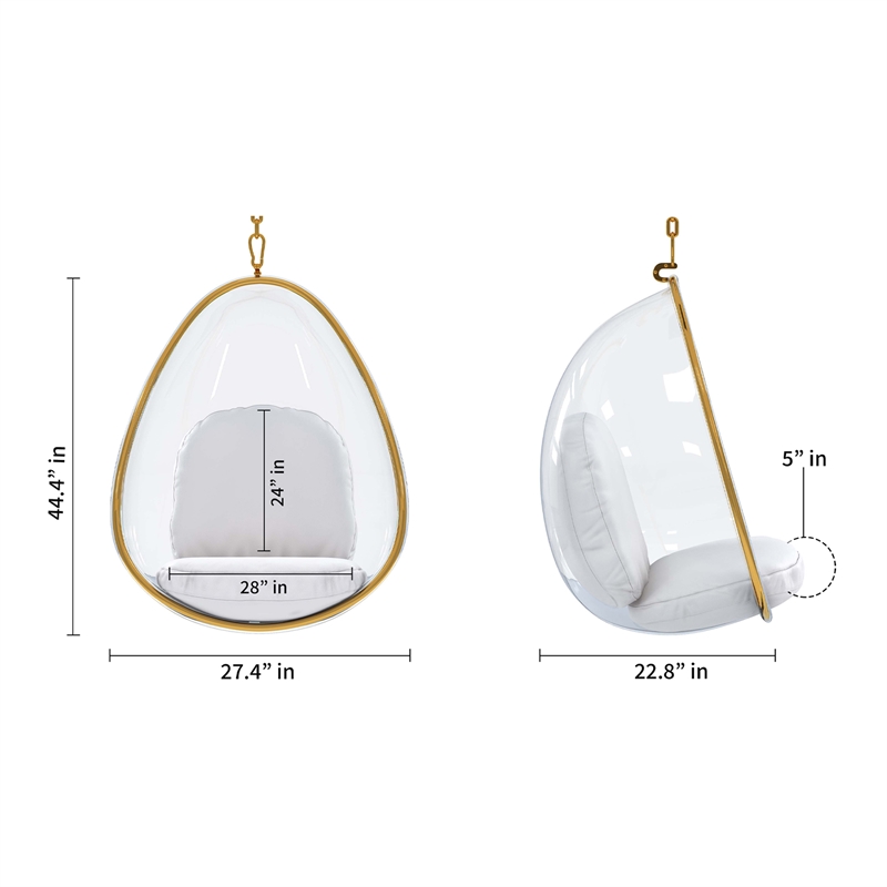 Aron Living Scoop Hanging Chair With Stand in Gold