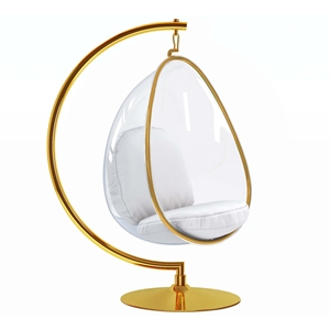 Aron Living Scoop Hanging Chair With Stand in Gold