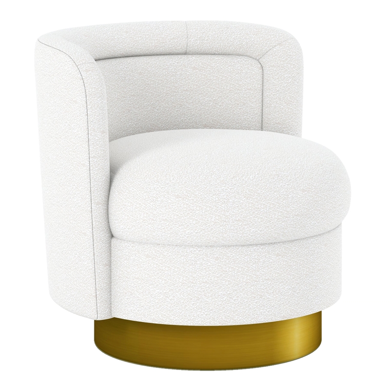 Aron Living Aspen Swivel Chair in White Boucle