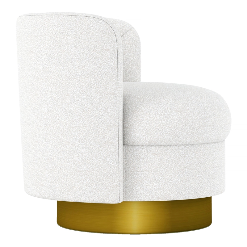 Aron Living Aspen Swivel Chair in White Boucle