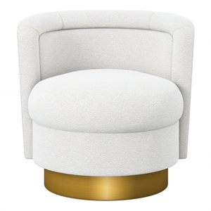 Aron Living Aspen Swivel Chair in White Boucle