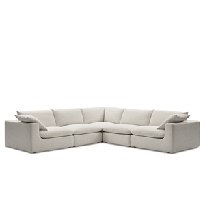 Aron Living Duke 189&quot 5 Seater Deep Seat Sectional Sofa in White
