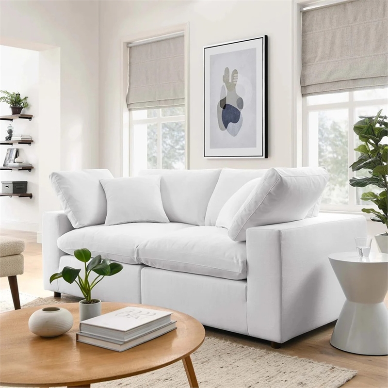 Aron Living Haven 2 Seater Sectional Sofa in White