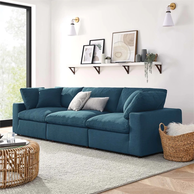 Aron Living Haven 3 Seater Sectional Sofa in Azure
