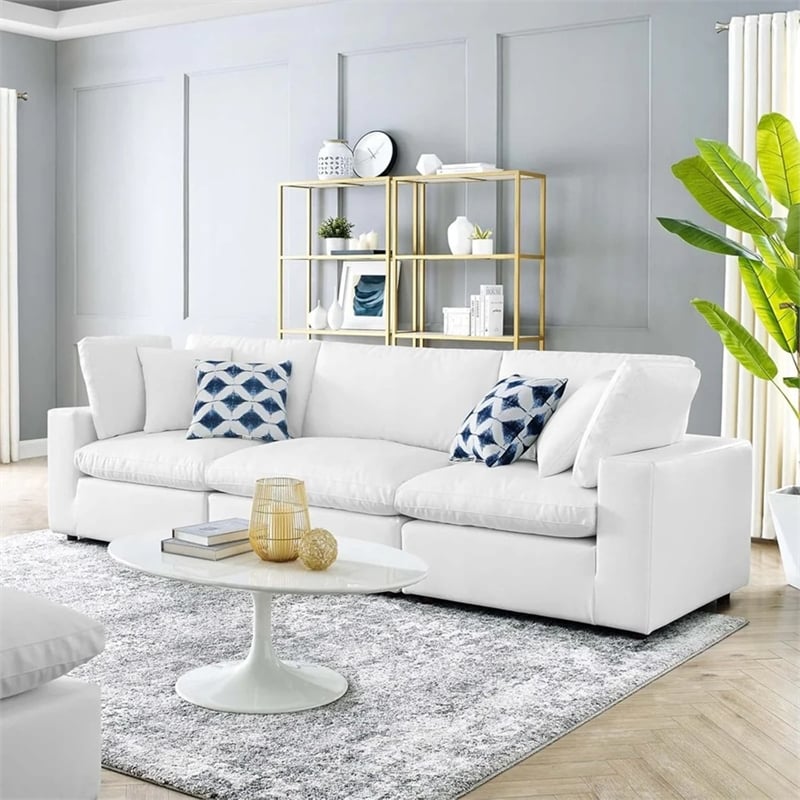 Aron Living Haven 3 Seater Sectional Sofa in White