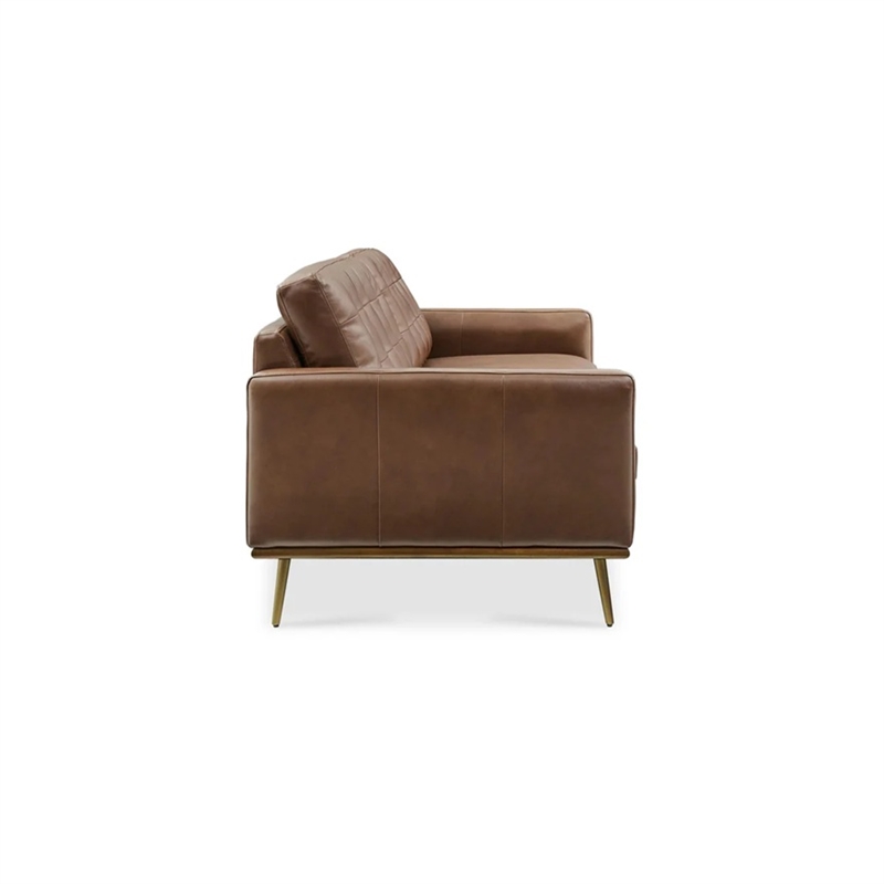 Aron Living Loft 7 Feet Mid-century Deep Seat Sofa in Tan Leather