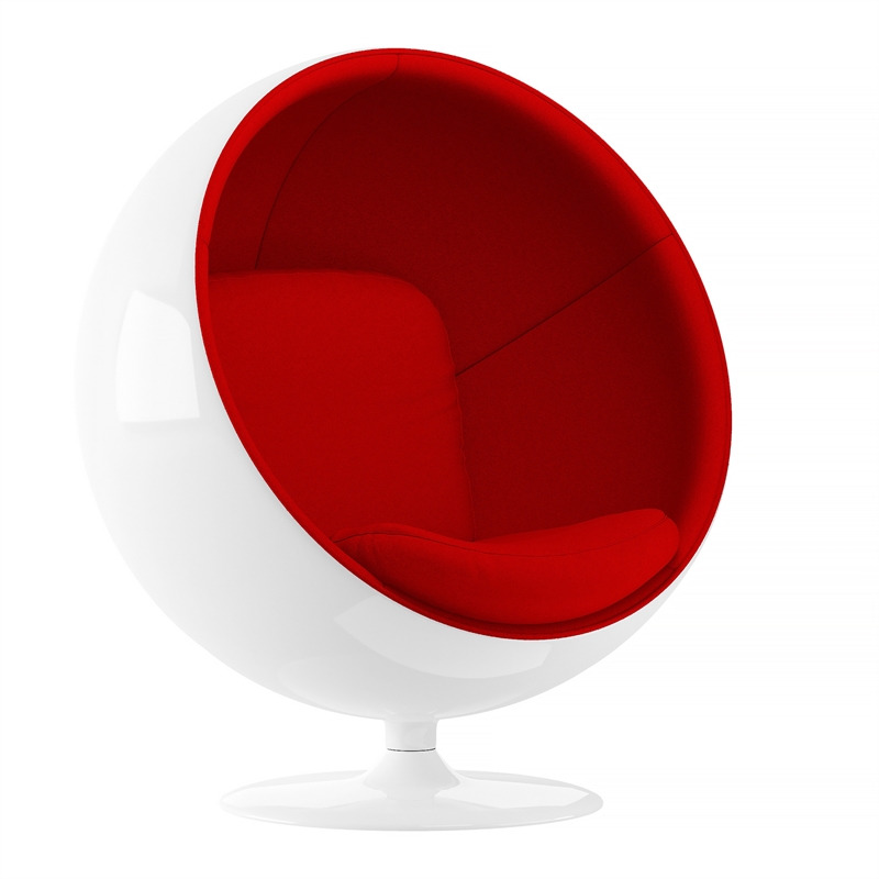 Aron Living Ball Chair & Ottoman in Red