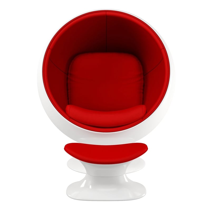 Aron Living Ball Chair & Ottoman in Red