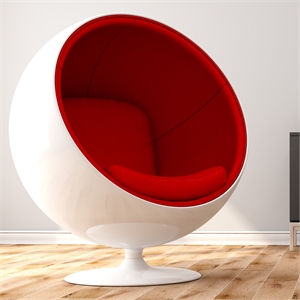 Aron Living Ball Chair & Ottoman in Red