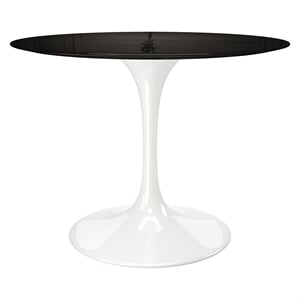 Aron Living Rose 42&quot Fiberglass and Metal Dining Table in Black Top & White Base