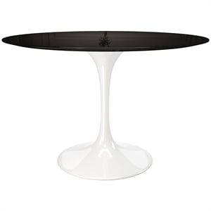 Aron Living Rose 48&quot Fiberglass and Metal Dining Table in Black Top & White Base